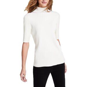 NWT Jones New York Women's Half Sleeve Mock Neck Pullover Sweater White Size L